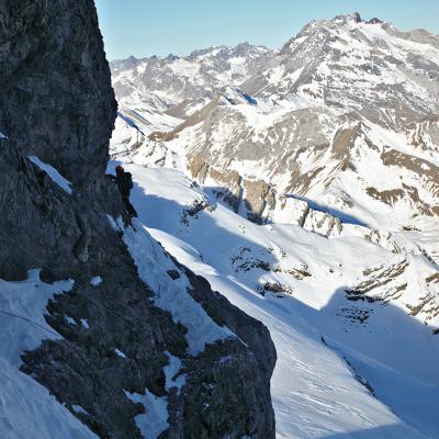 Dans le haut de la face nord du Casque du Marboré