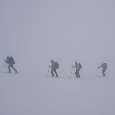Traversée vers le Palon de la Mare dans le brouillard
