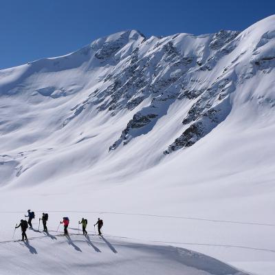 Cinquième jour, en direction du Pizzo Tresero depuis le refuge Branca