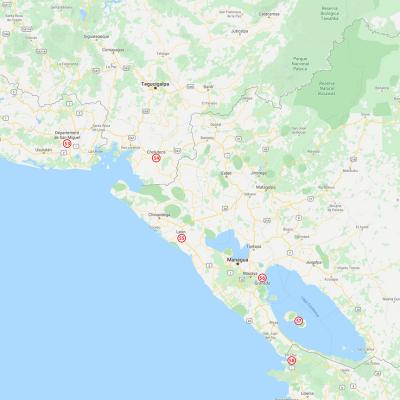 Étapes au Salvador, Honduras et Nicaragua