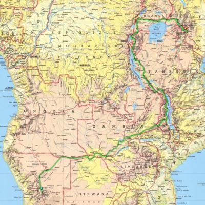 Le parcours, de Windhoek en Namibie à Nairobi au Kenya